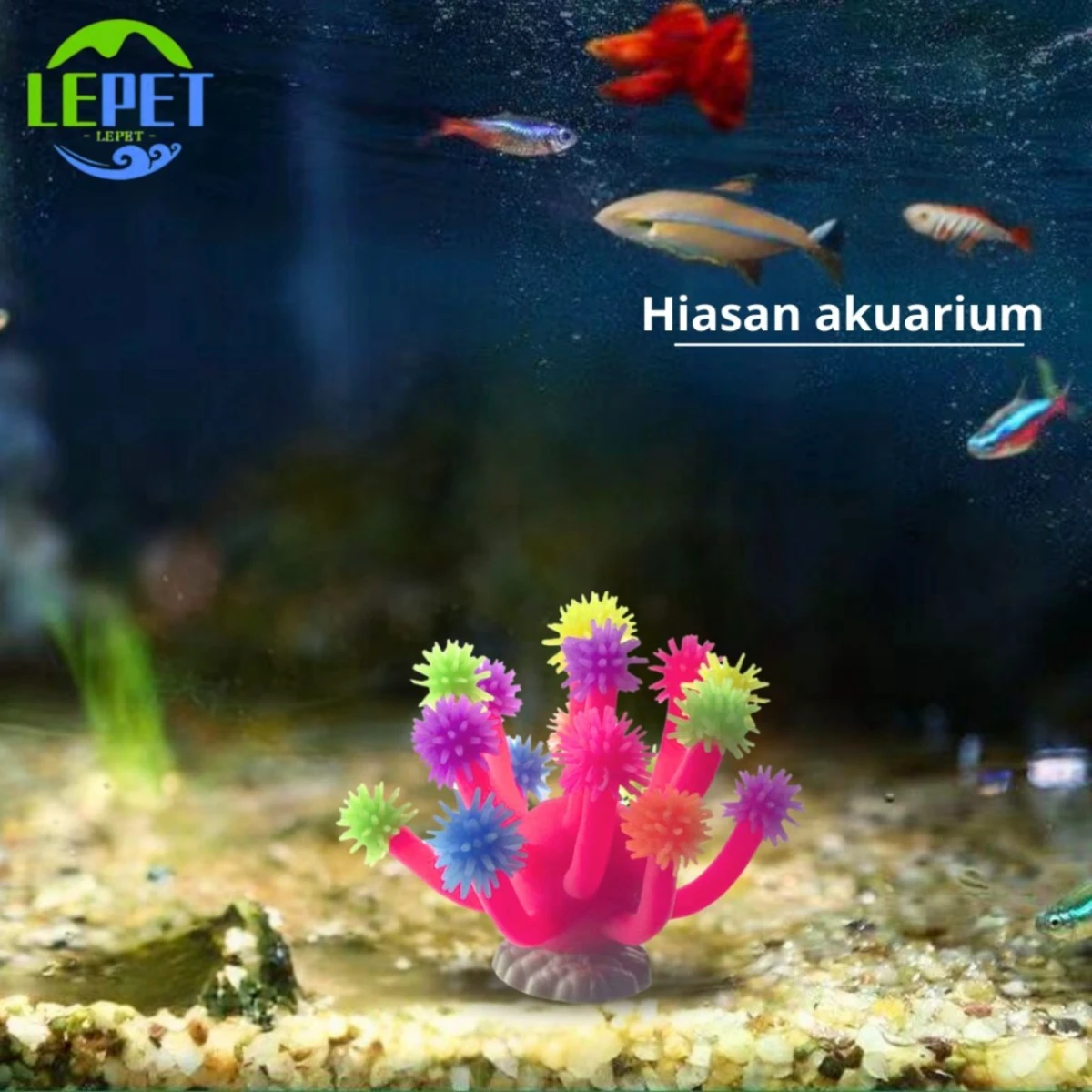 LEPET Hiasan Aquarium NA308/303/305-8 Anemon Kecil Hiasan Jelly Silikon Aquarium foto 4