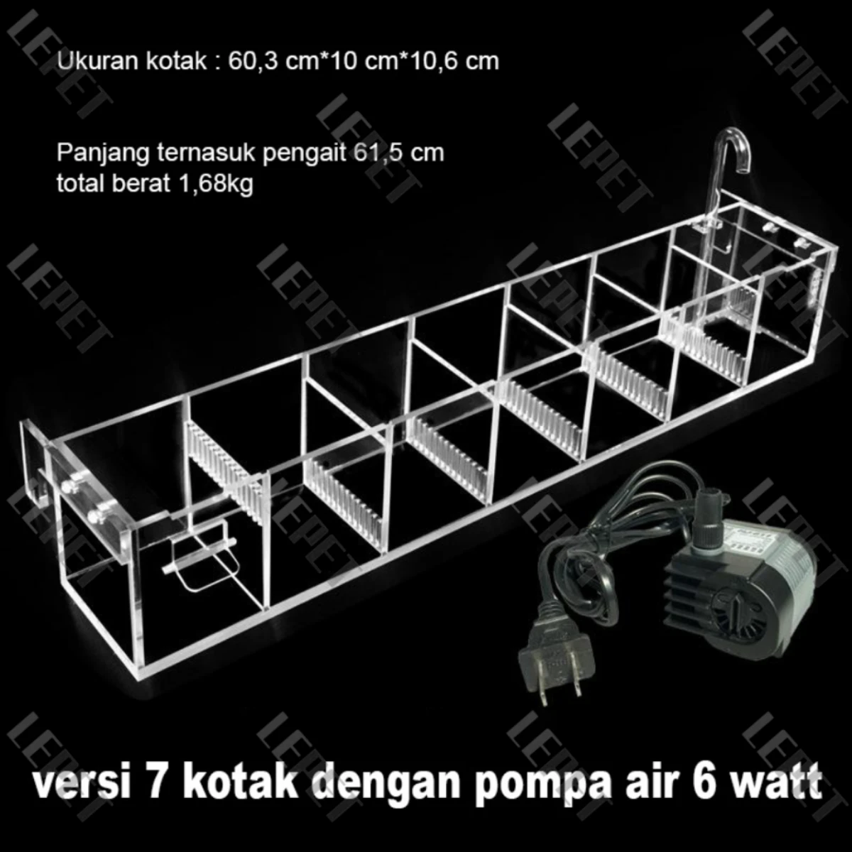 LEPET Kotak Filter Akrilik 3 in 1 Untuk Akuarium Ikan foto 3