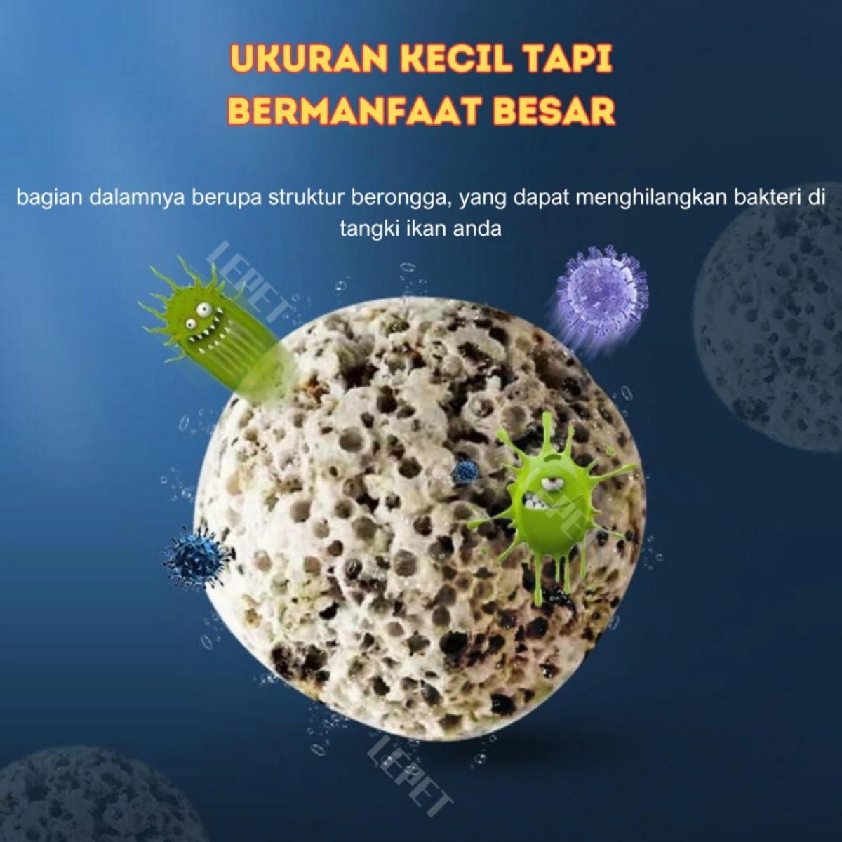 LEPET BIO BALL SUPER MEDIA FILTER AQUARIUM UK 2cm RUMAH BAKTERI 500G foto 7