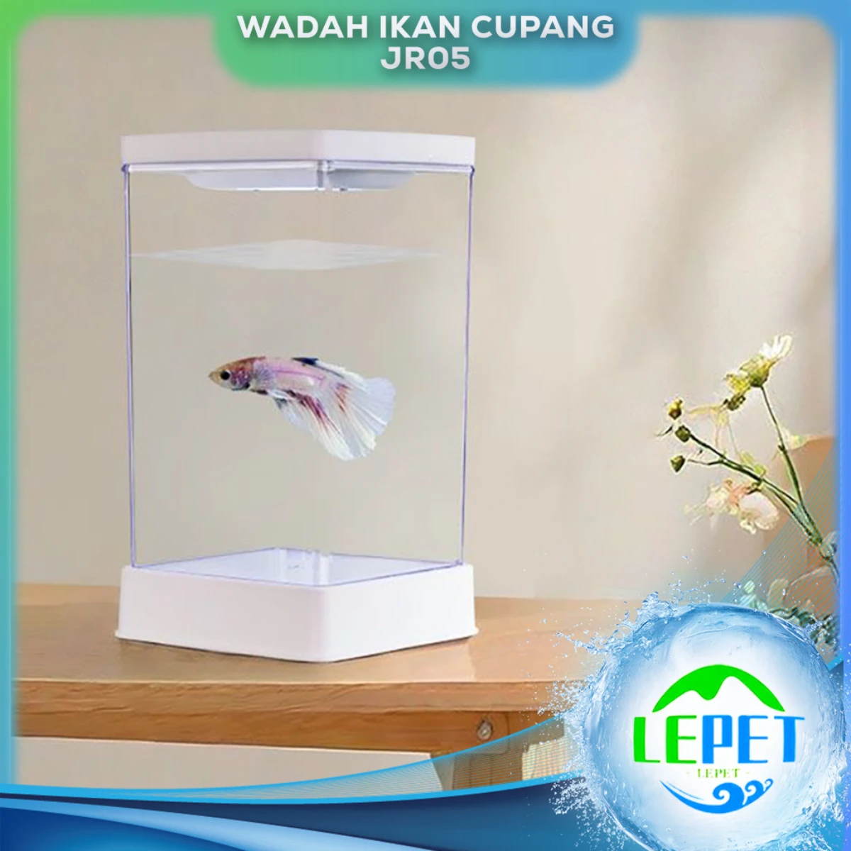 LEPET Akuarium Tangki USB Ikan Kecil Betta ikan cupang JR05 LED Aquarium