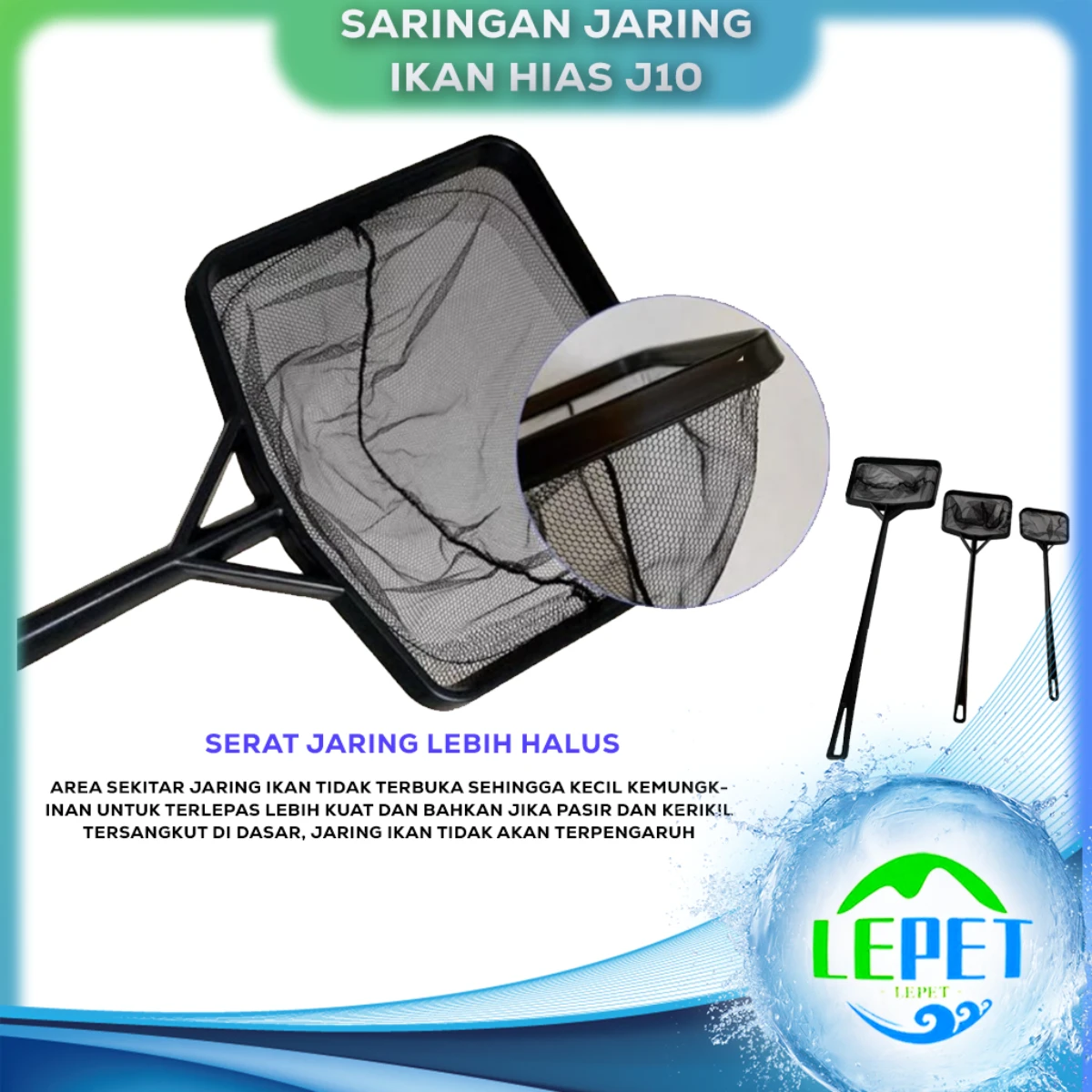 LEPET SEROKAN J10 SARINGAN JARING IKAN HIAS CUPANG GUPPY BLACK SERIES PREMIUM