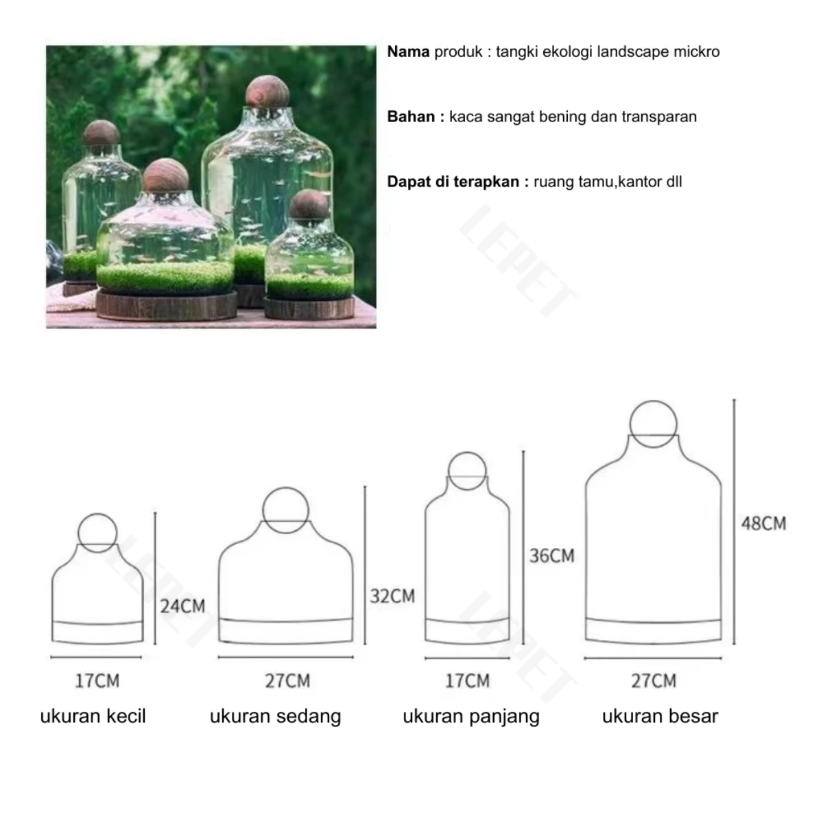 LEPET AQUARIUM MINI KECIL A15S / A16S / AKUARIUM IKAN CUPANG HIAS / KURA-KURA foto 4