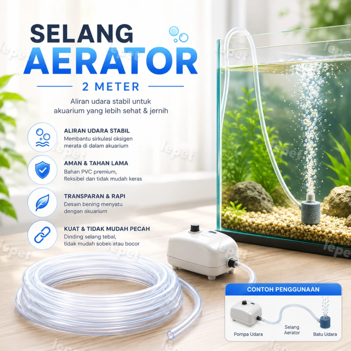 LEPET Selang Aerator Aquarium Aquascape - Selang Puso Air Pump Aquarium foto 5