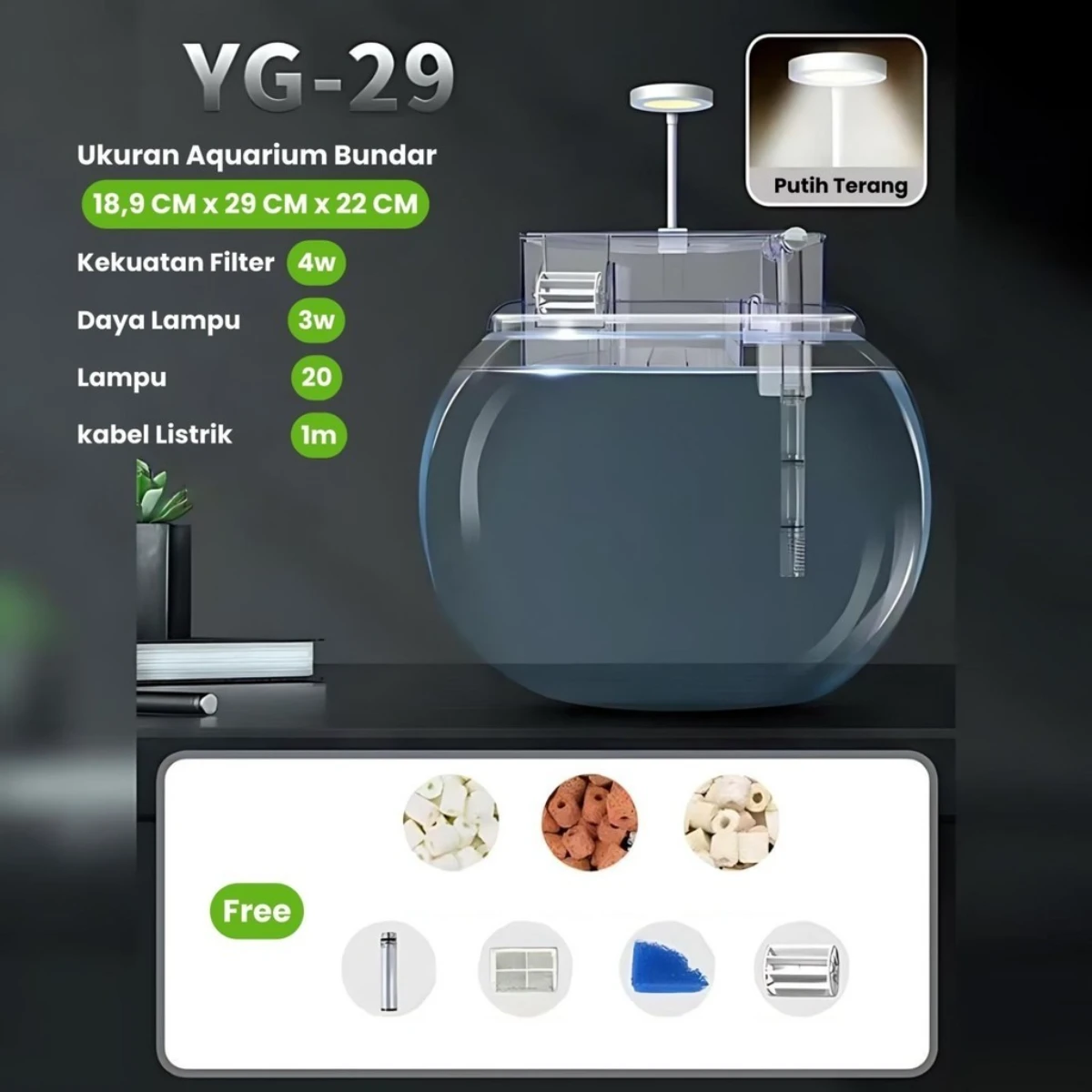 LEPET 1 PAKET AQUARIUM BULAT PLASTIK YG36/YG40 Akuarium Ikan Cupang Hias / Kura-Kura Wadah Tanaman Hias Hidroponik / Fish Bowl foto 4