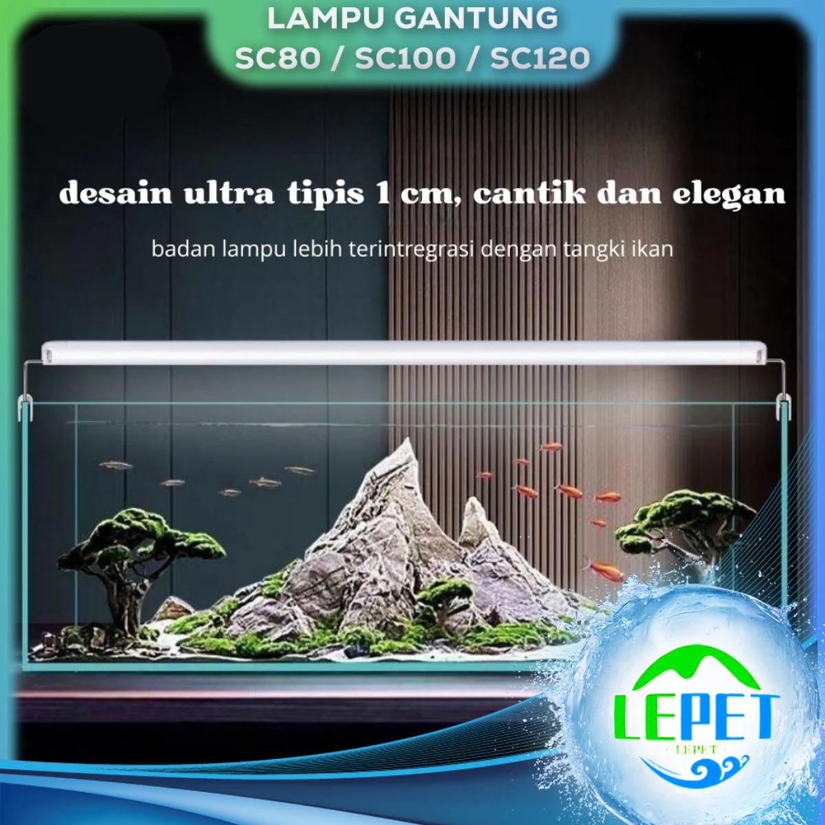 LEPET Lampu Gantung Aquarium Aquascape SC80 / SC100 / SC120 LAMPU AQUARIUM 6 LED foto 4