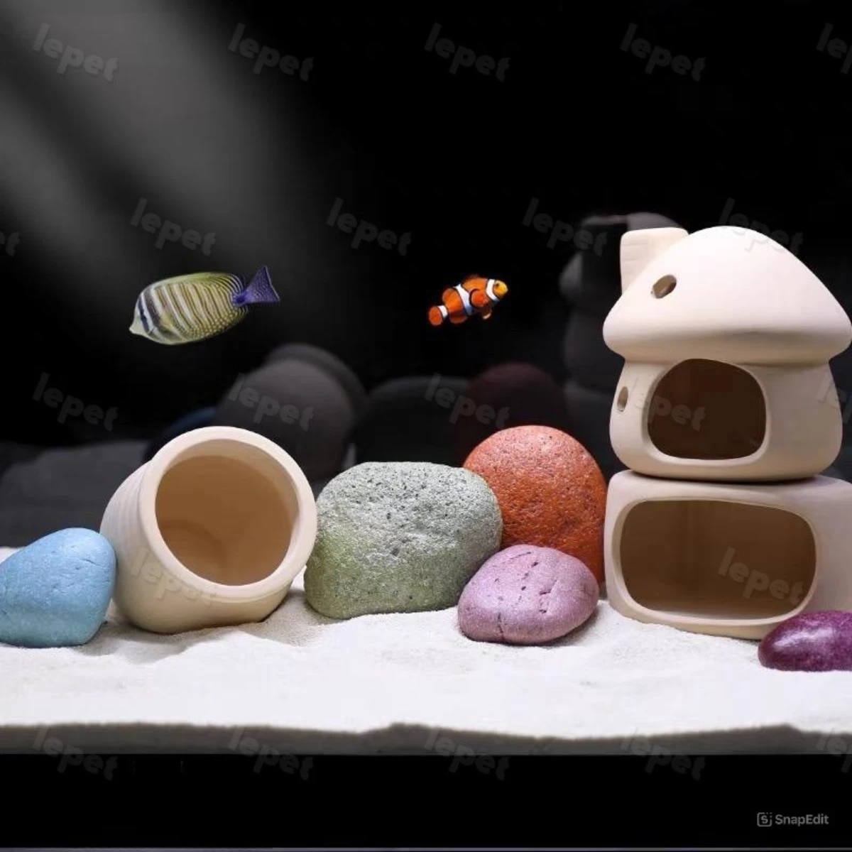 LEPET Hiasan Aquarium PJ38 / Tangki Ikan Iansekap Bebatuan Dekorasi Resin Ornamen Simulasi Batu foto 3