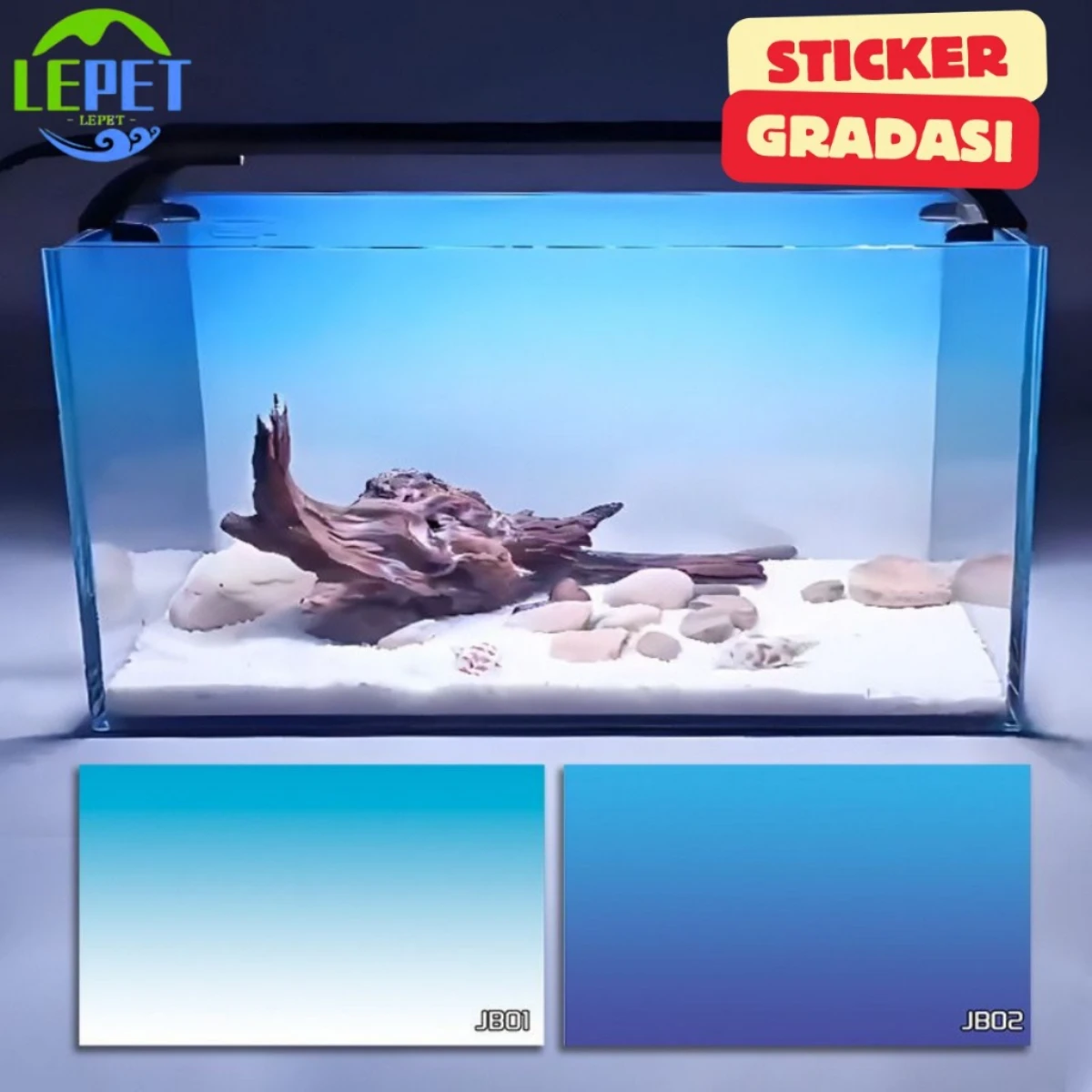 LEPET Background Aquarium GRADASI, 50/60 Stiker Aquarium , Wallpaper Aquarium, Aquascape, Stiker belakang aquarium foto 2