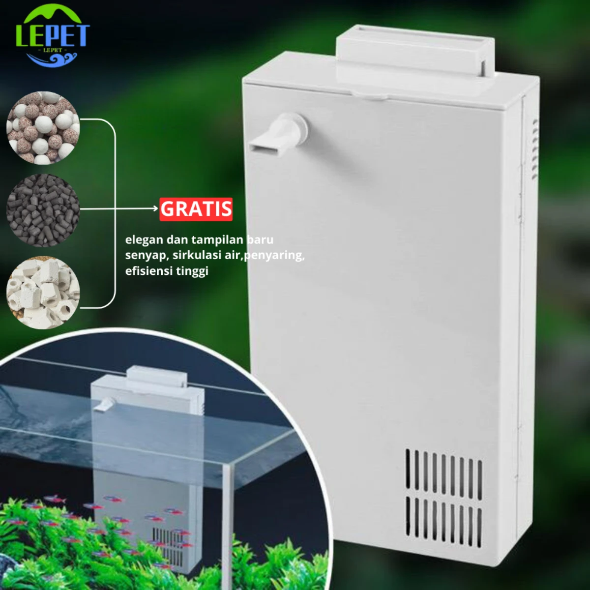 LEPET Internal Filter Aquarium GL 07 Hanging Filter / Pompa gantung foto 4