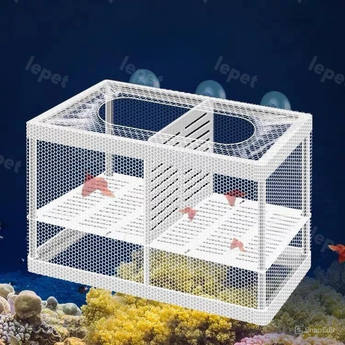 LEPET Box Karantina Ikan PJ55S/PJ55L Net Breeder Breeding Jaring Pemisah Karantina Ikan Aquarium foto 3