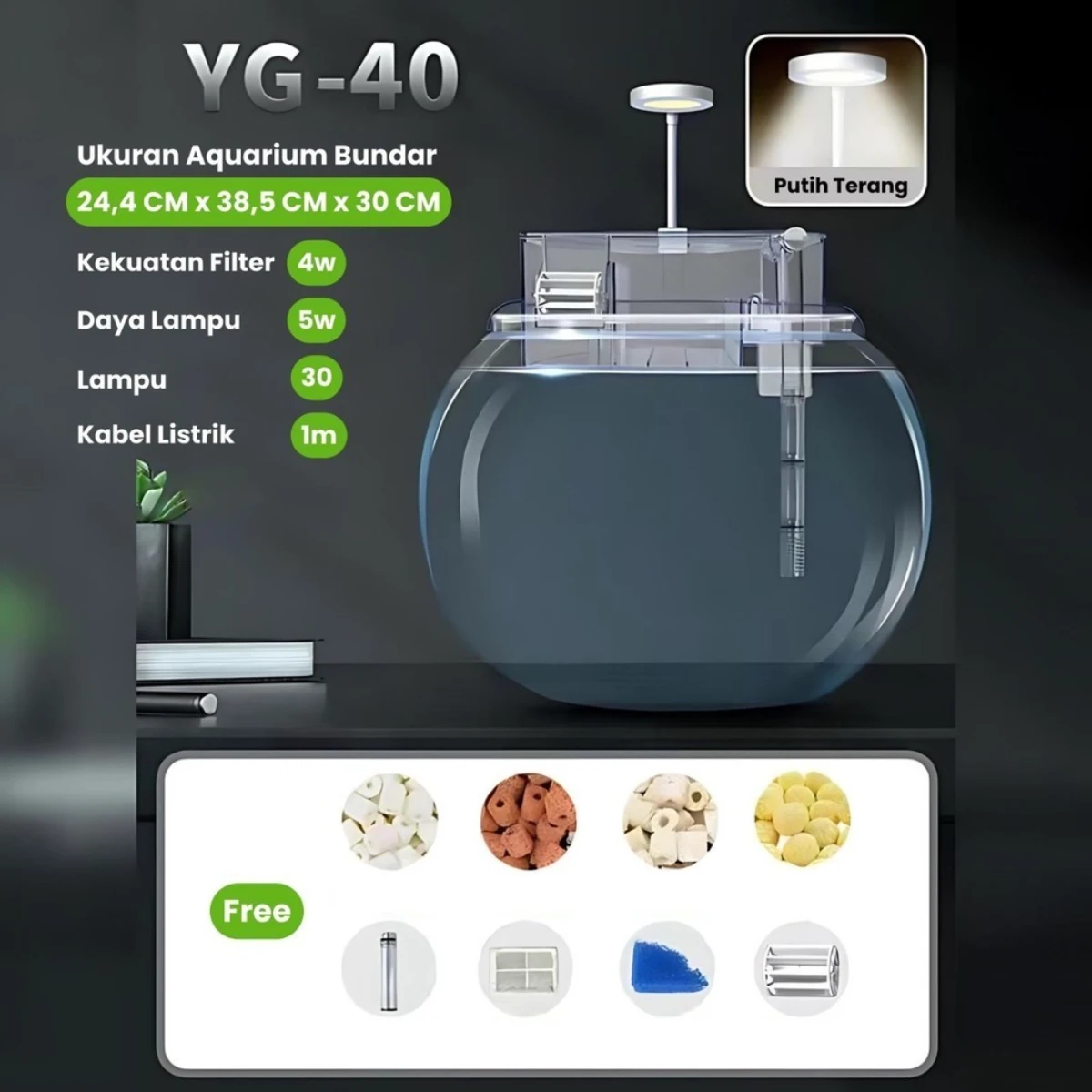 LEPET 1 PAKET AQUARIUM BULAT PLASTIK YG36/YG40 Akuarium Ikan Cupang Hias / Kura-Kura Wadah Tanaman Hias Hidroponik / Fish Bowl foto 6