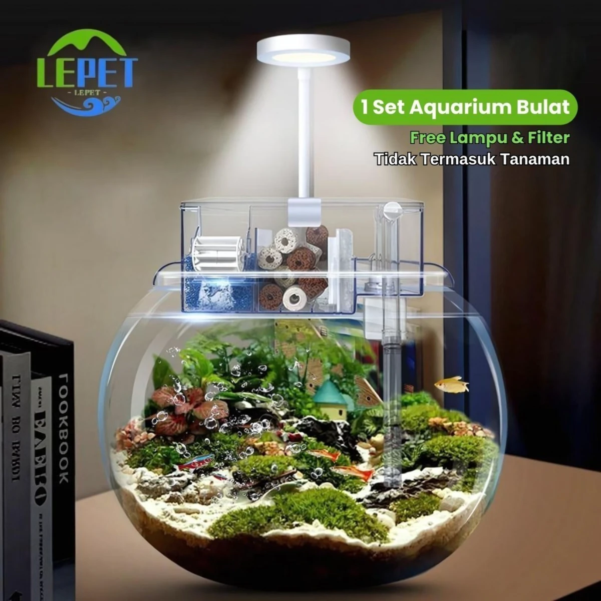 LEPET 1 PAKET AQUARIUM BULAT PLASTIK YG21/YG25/YG29 Akuarium Ikan Cupang Hias / Kura-Kura Wadah Tanaman Hias Hidroponik / Fish Bowl foto 5