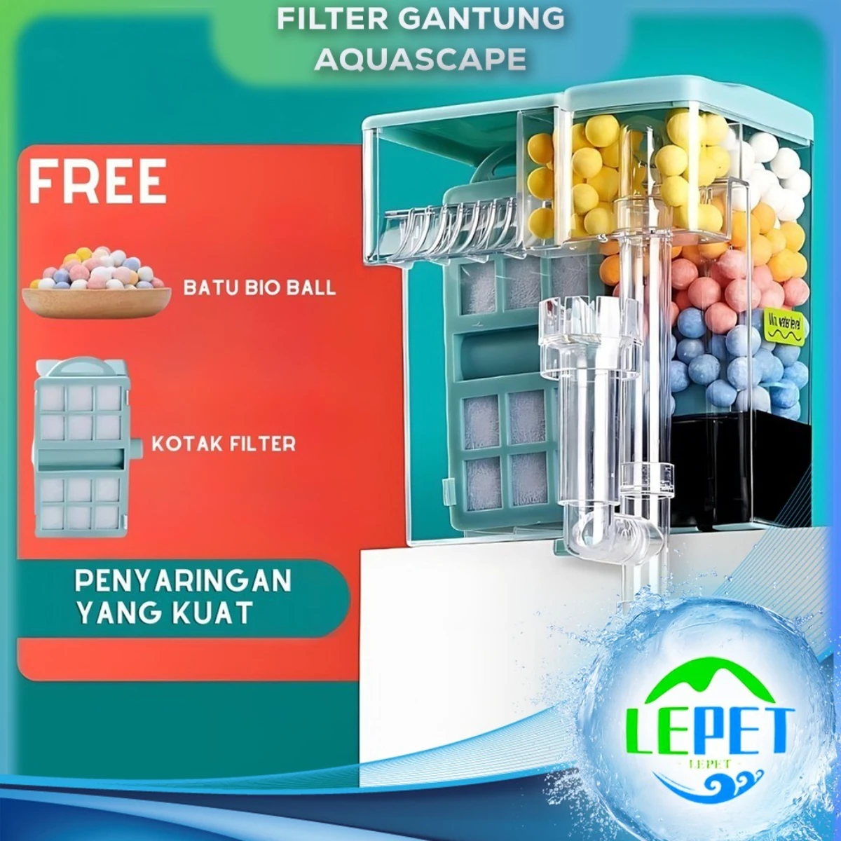 LEPET Filter Gantung PJ16S/PJ16L Hanging Filter Aquarium 3 Watt/6Watt Aquascape