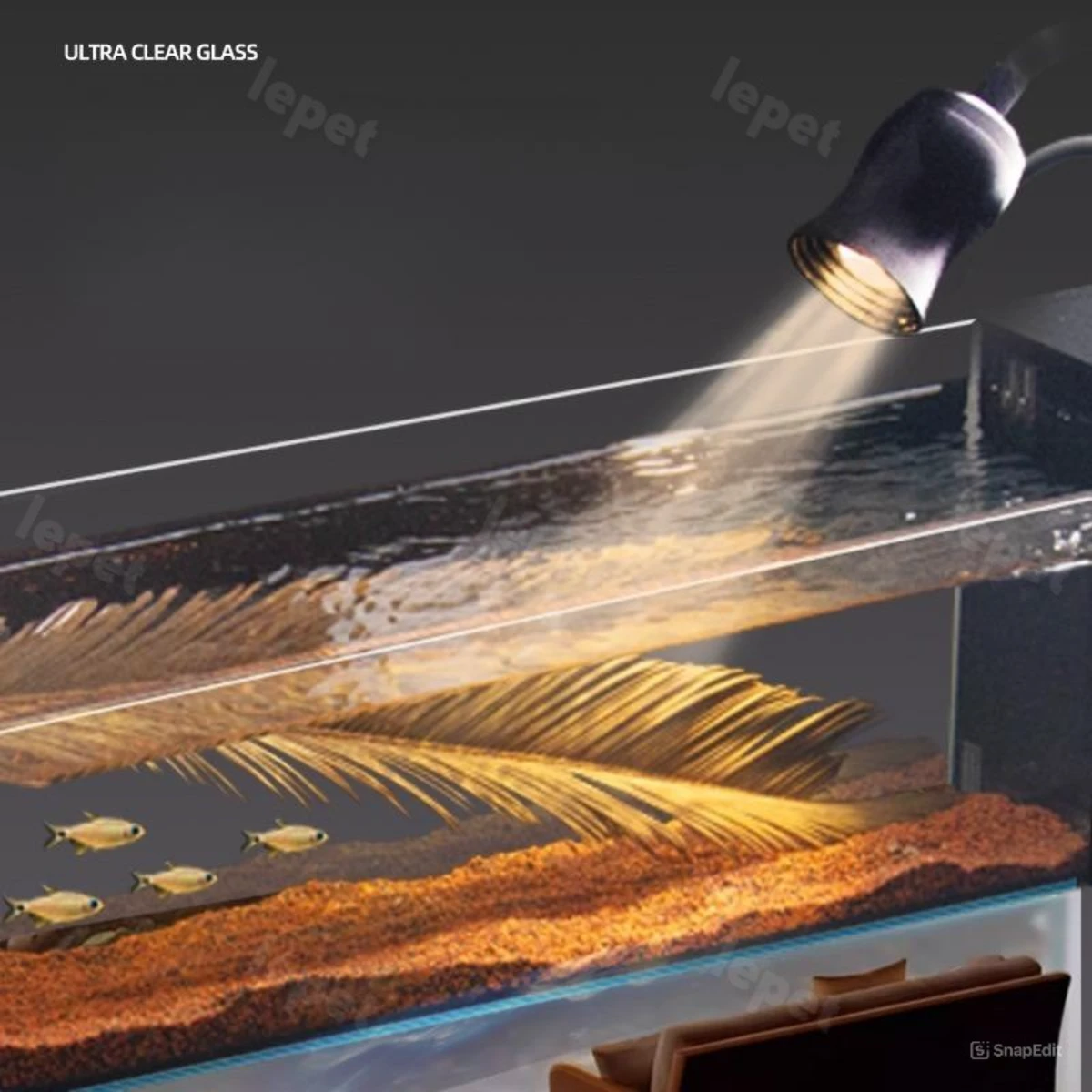 LEPET Akuarium Ikan Mini SXXLG45/60/8020/100/120 Tangki Ikan Dengan Filter Dan Lampu Led foto 2