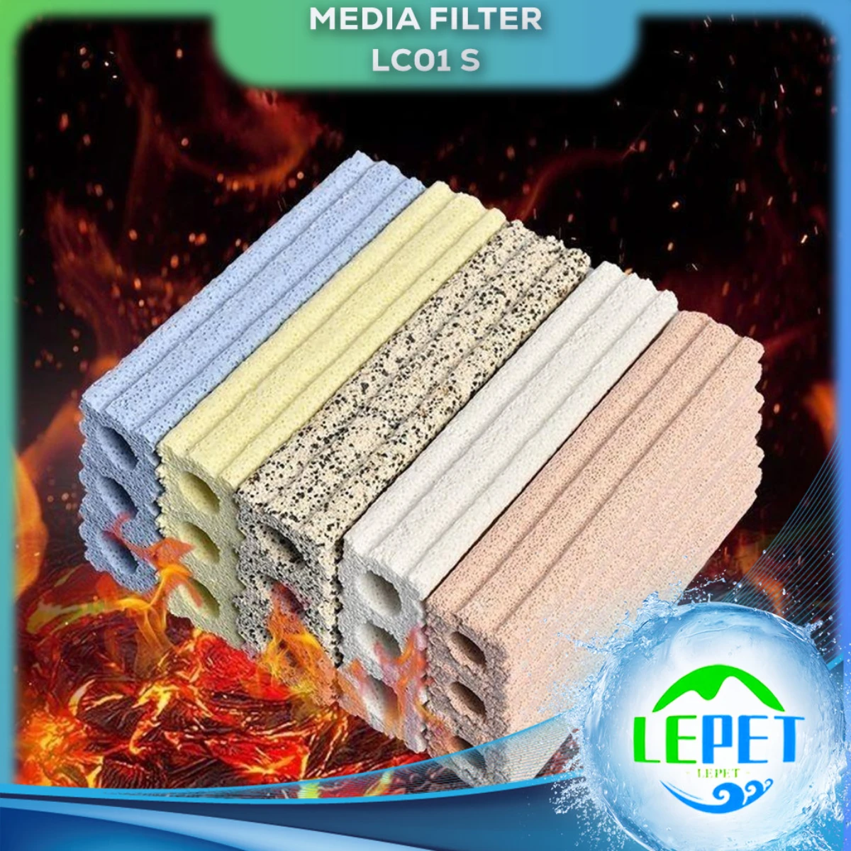 LEPET MEDIA FILTER RUMAH BAKTERI MOMOGI AQUARIUM ECO BIO BLOCK 98mm x 27mm