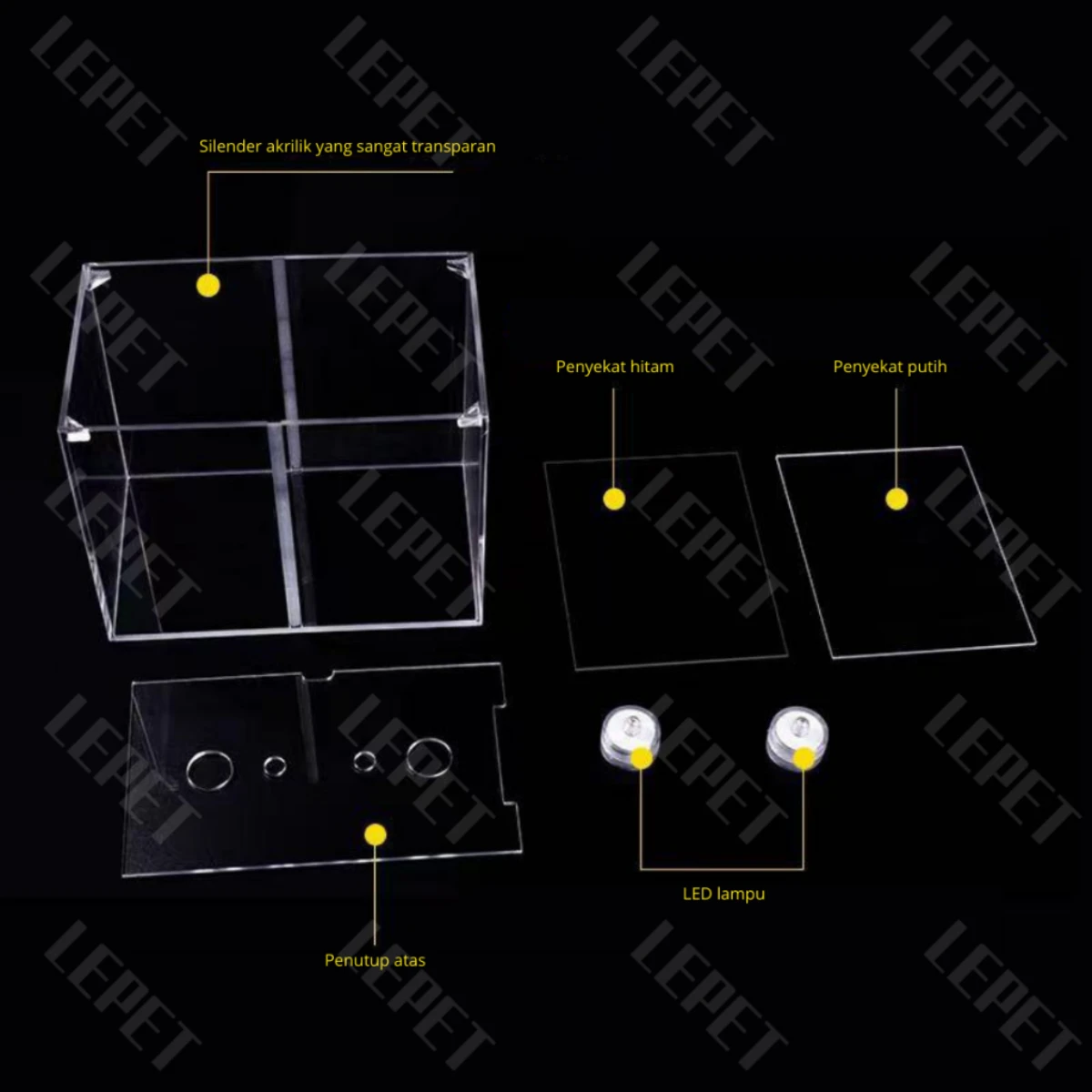LEPET Akuarium Ikan Cupang 2 skat / Tempat Ikan Kecil Akrilik / Aquarium Mini Acrylic foto 6