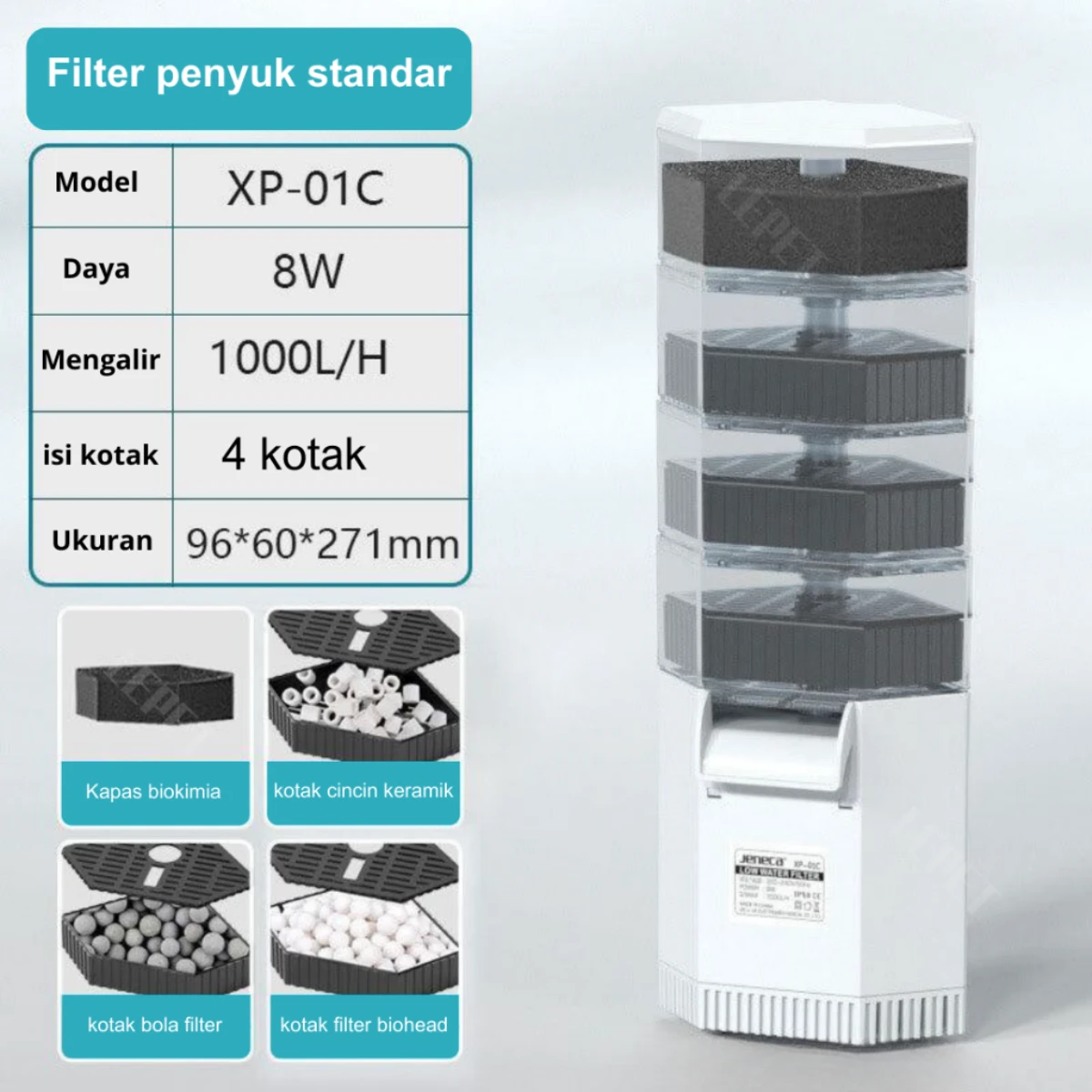 LEPET Filter air kura kura Low Water XP01B/XP01C / Filter Turtle Tank Aquarium kura filter bertingkat foto 2