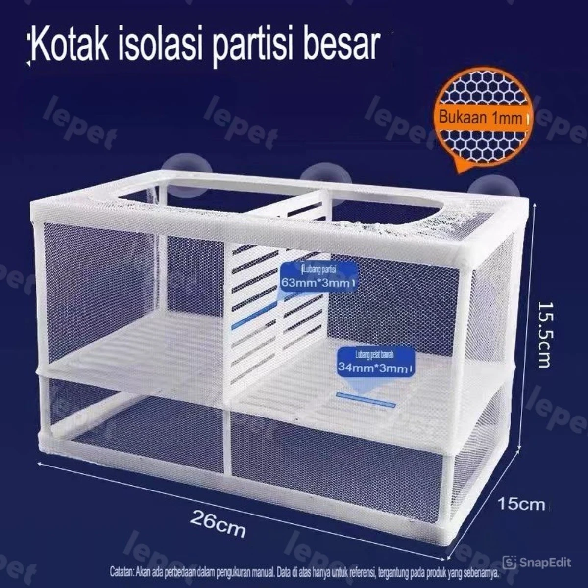 LEPET Box Karantina Ikan PJ55S/PJ55L Net Breeder Breeding Jaring Pemisah Karantina Ikan Aquarium foto 5