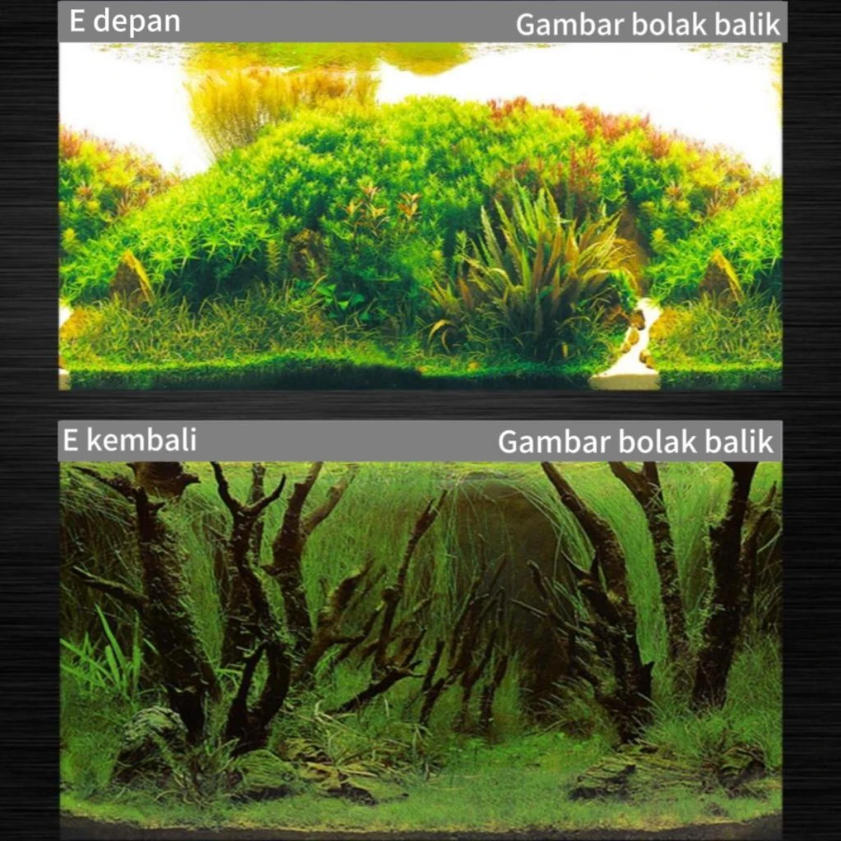 LEPET 50CM STICKER BACKGROUND AQUARIUM 2 SISI motif A,C,E,G,H,K / TIMBAL BALIK /AQUASCAPE / STIKER AKUARIUM / SCOUTLITE foto 7