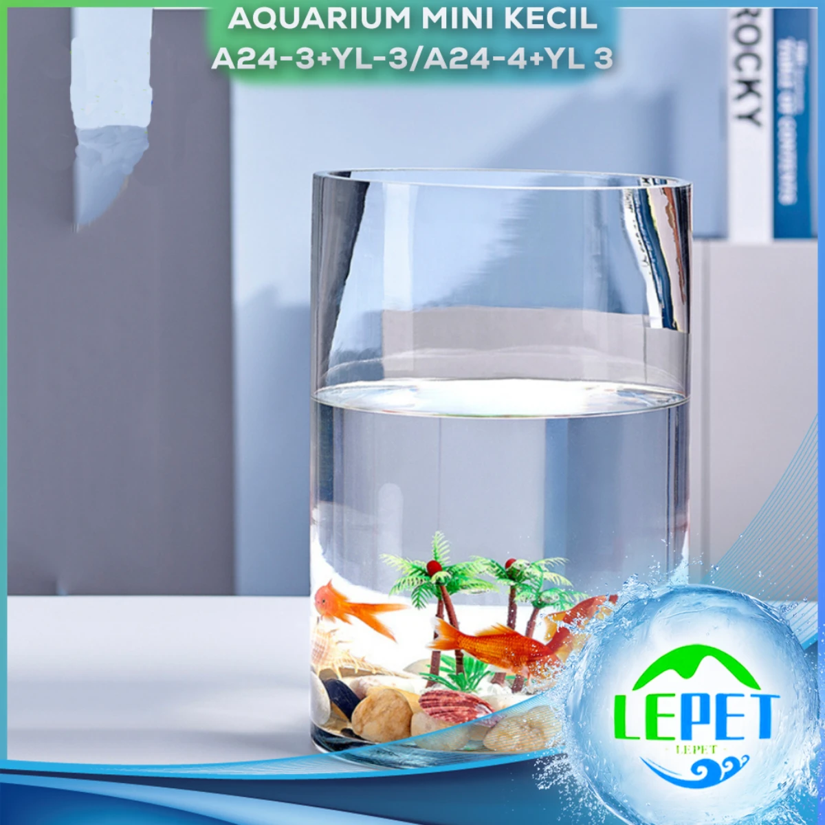 LEPET AQUARIUM MINI KECIL A24-3 + YL-3 / A24-4 +YL 3 AKUARIUM IKAN CUPANG HIAS