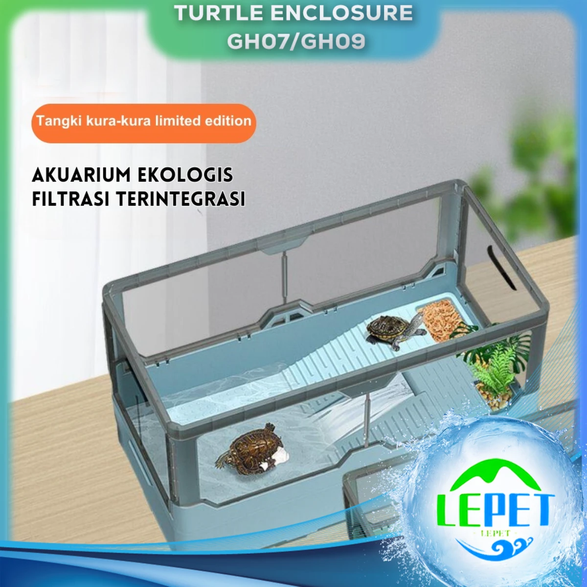 LEPET Turtle Enclosure Aquarium Tank GH07/GH09 / Kandang Kura / aquarium kura kura