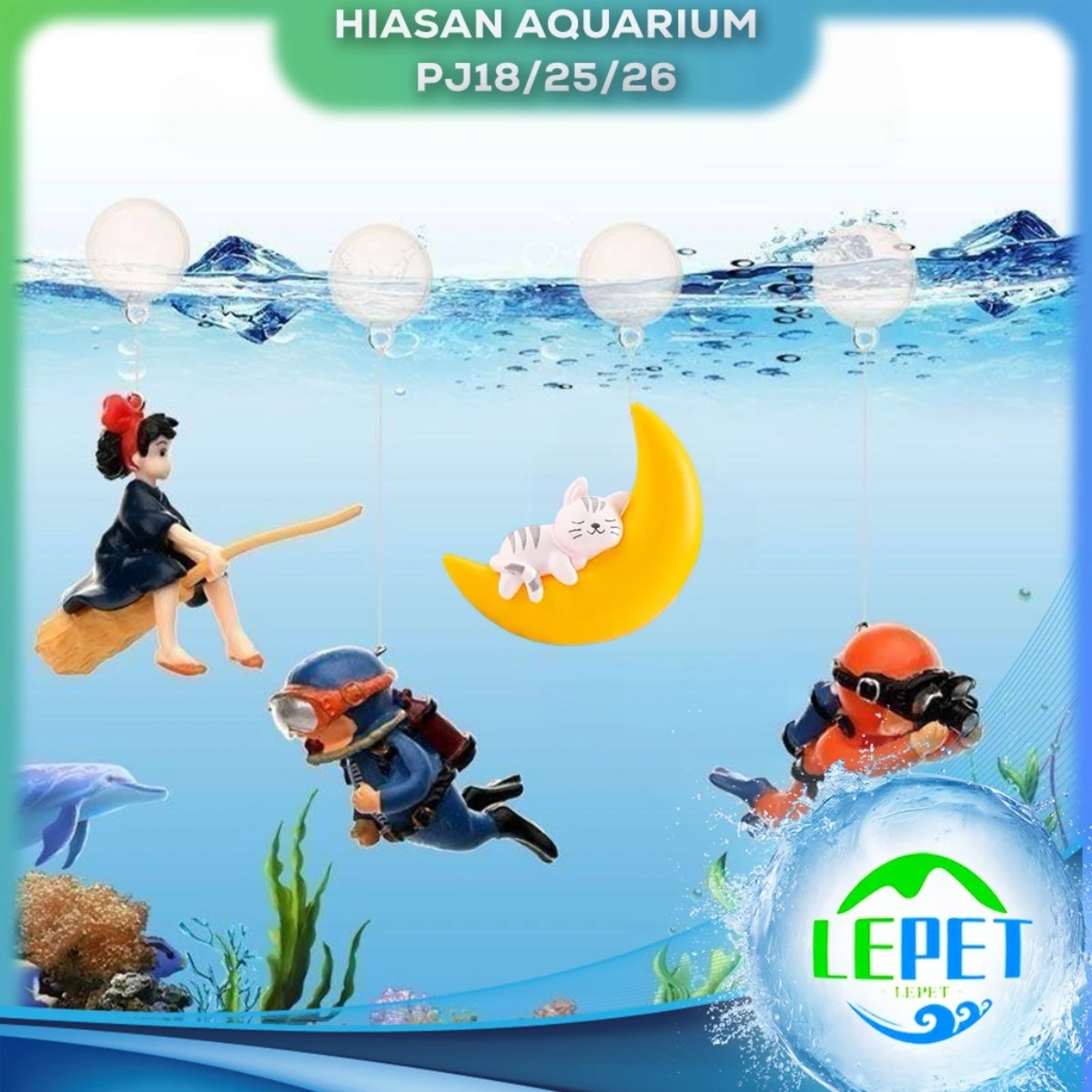 LEPET Hiasan Ornamen Penyelam Aquarium PJ18/PJ25/PJ26 Miniatur Penyelam Bahan Resin Untuk Dekorasi Hiasan Akuarium