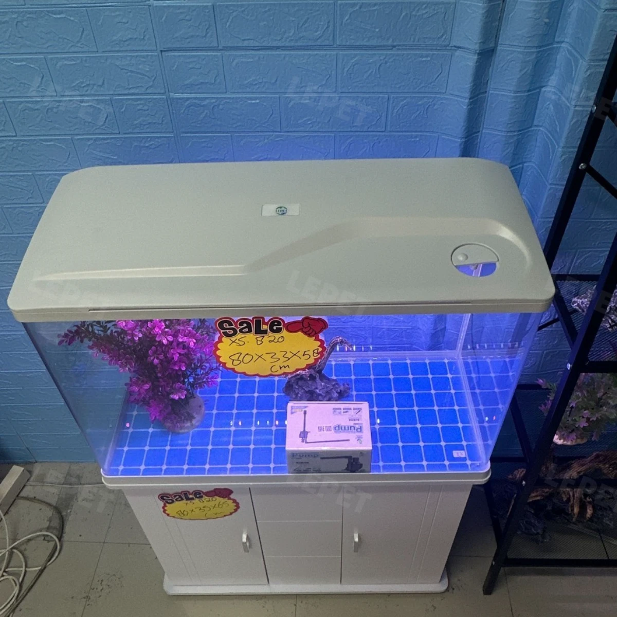 LEPET AQUARIUM PAKET MURAH DAN LENGKAP DENGAN MEJA UKURAN P820 / AQUARIUM SET CABINET foto 2