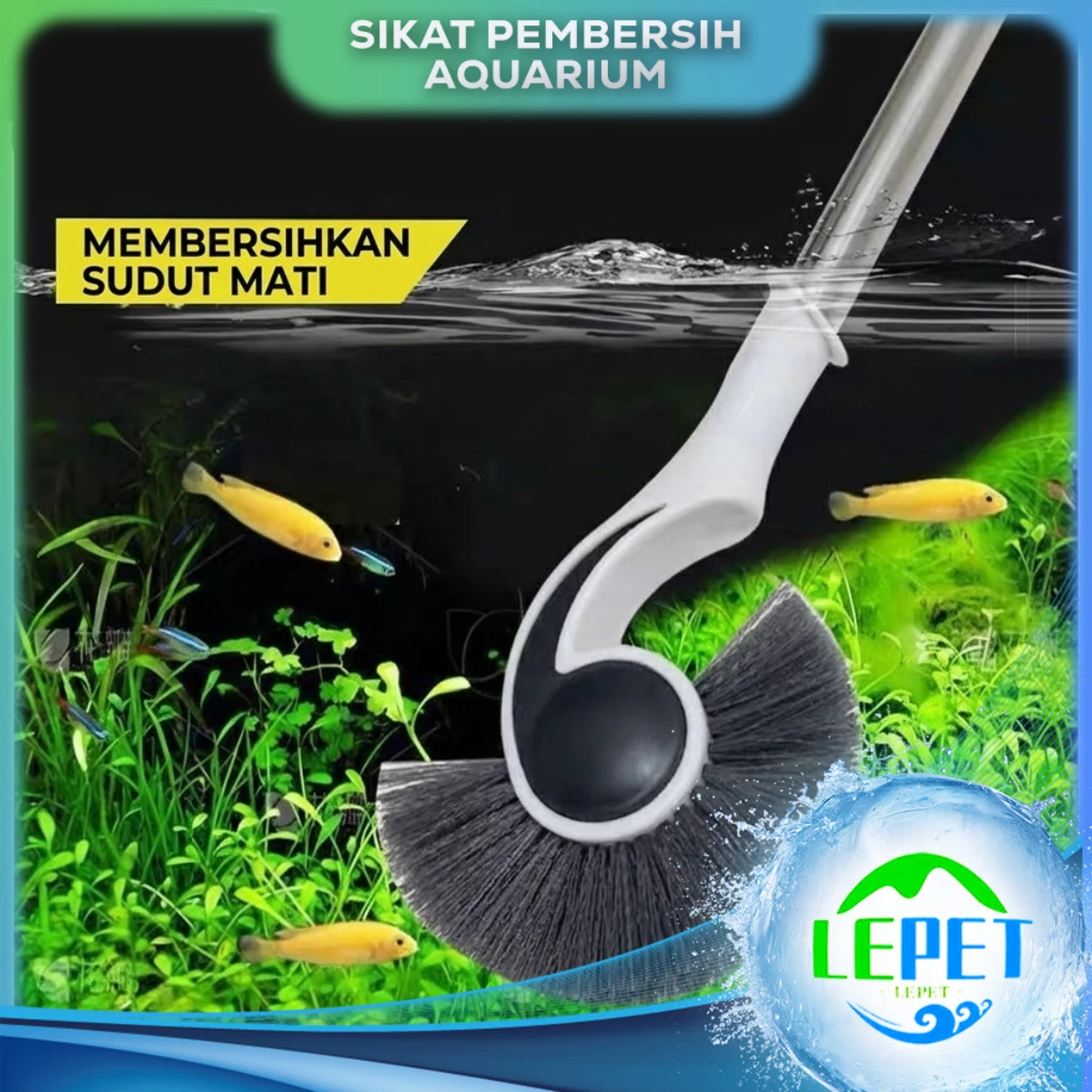 LEPET Sikat Pembersih Kaca Aquarium PJ76 Plastik Stainless Steel 90CM