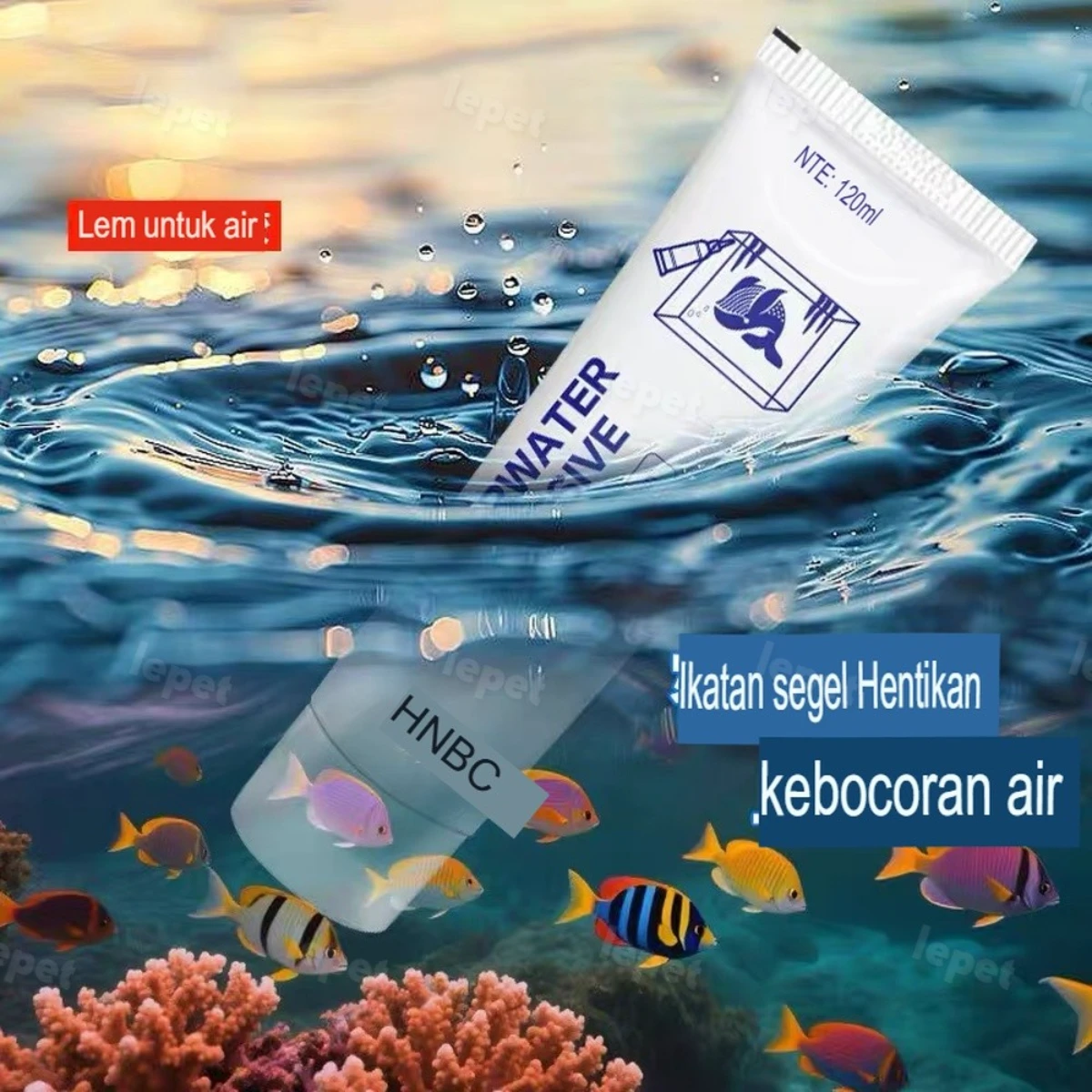 LEPET Lem kaca akuarium 60ml, lem kebocoran akuarium, lem khusus perbaikan kebocoran kolam, lem perbaikan, foto 2