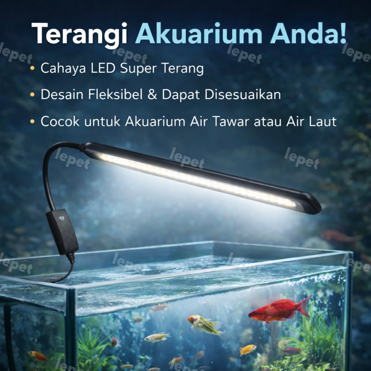 LEPET lampu aquarium mini PJ80/ LED aquarium / lampu aquarium jepit foto 5