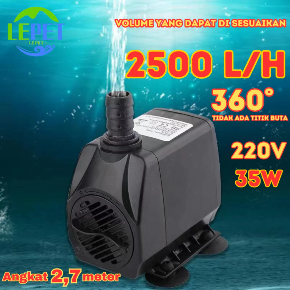 LEPET Pompa Celup Filter Aquarium Hidroponik Low Watt SZ450 /SZ500 /SZ388 /SZ399 /SZ4200 foto 6