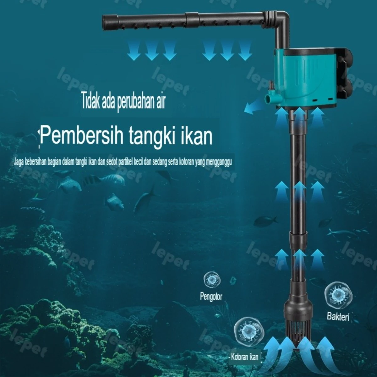 LEPET Pompa Celup Kolam Ikan Water Pump Aquarium Filter Pump LPHJ300Y/350Y/400Y/500Y/600Y/700Y foto 4