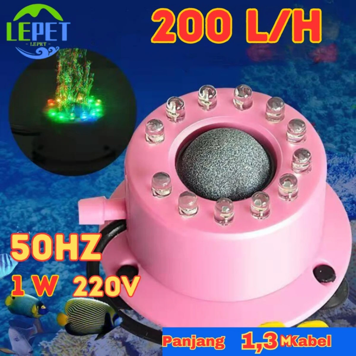 LEPET aquarium bubble lamp airstone led DB-01 Lampu gelembung udara Aerator Aquarium foto 3