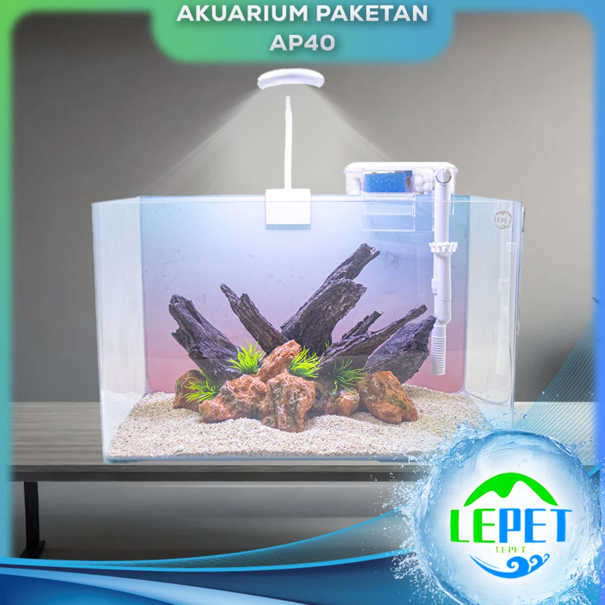 LEPET AQUASCAPE PAKET AP40 / AQUARIUM MELENGKUNG / AQUASCAPE / AQUARIUM BENDING