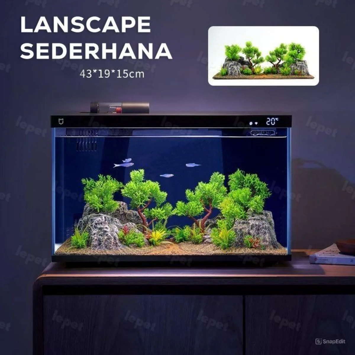 LEPET Paket lengkap lansekap tangki ikan simulasi pemandangan PJ39/PJ40 tangki ikan ekologis produk jadi Ornamen dekoratif lansekap foto 8