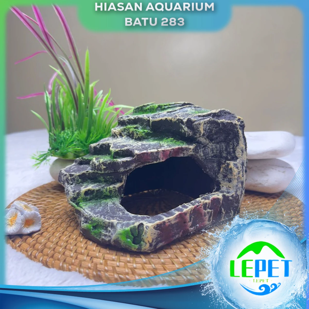 LEPET Hiasan Aquarium 283 / Tangki Ikan Iansekap Bebatuan Dekorasi Resin Ornamen Simulasi Batu