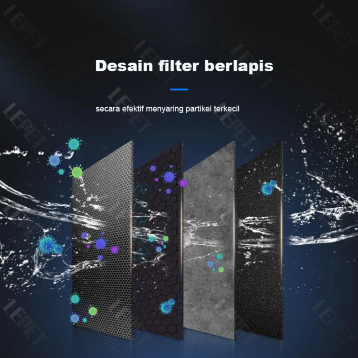 LEPET 9Layers Filter Aquarium PJ22 Spons Tangki Ikan Ada Lem Busa Biokimia foto 3