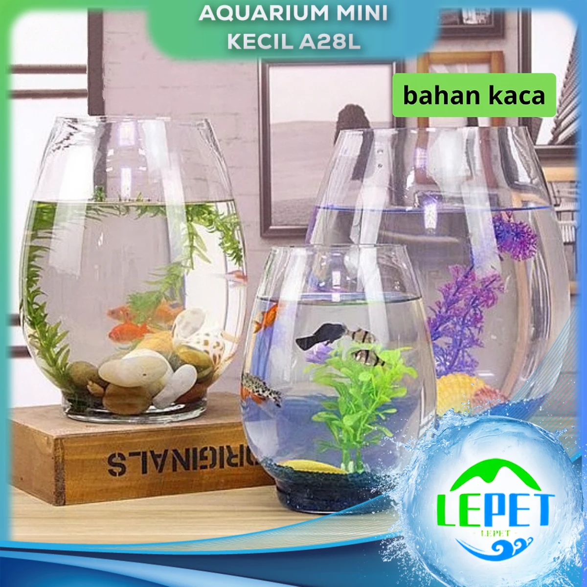 LEPET AQUARIUM MINI KECIL A28L AKUARIUM IKAN CUPANG HIAS