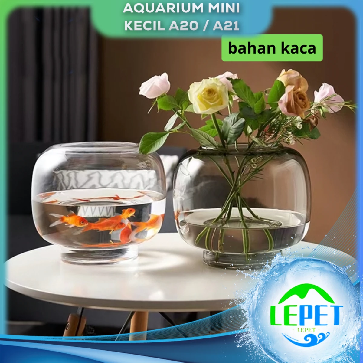 LEPET AQUARIUM MINI KECIL A20 / A21 / AKUARIUM IKAN CUPANG HIAS / KURA-KURA