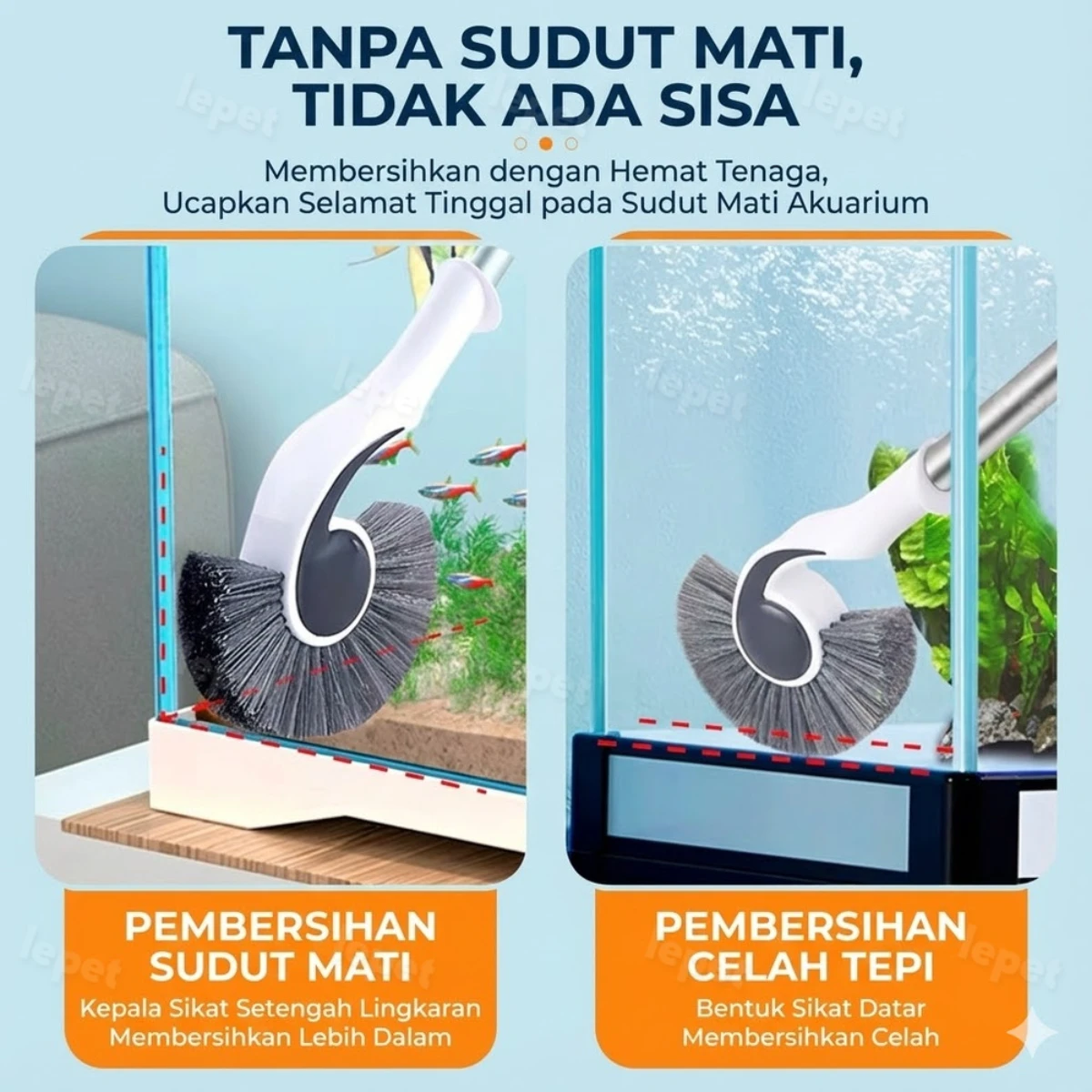 LEPET Sikat Pembersih Kaca Aquarium PJ76 Plastik Stainless Steel 90CM foto 3