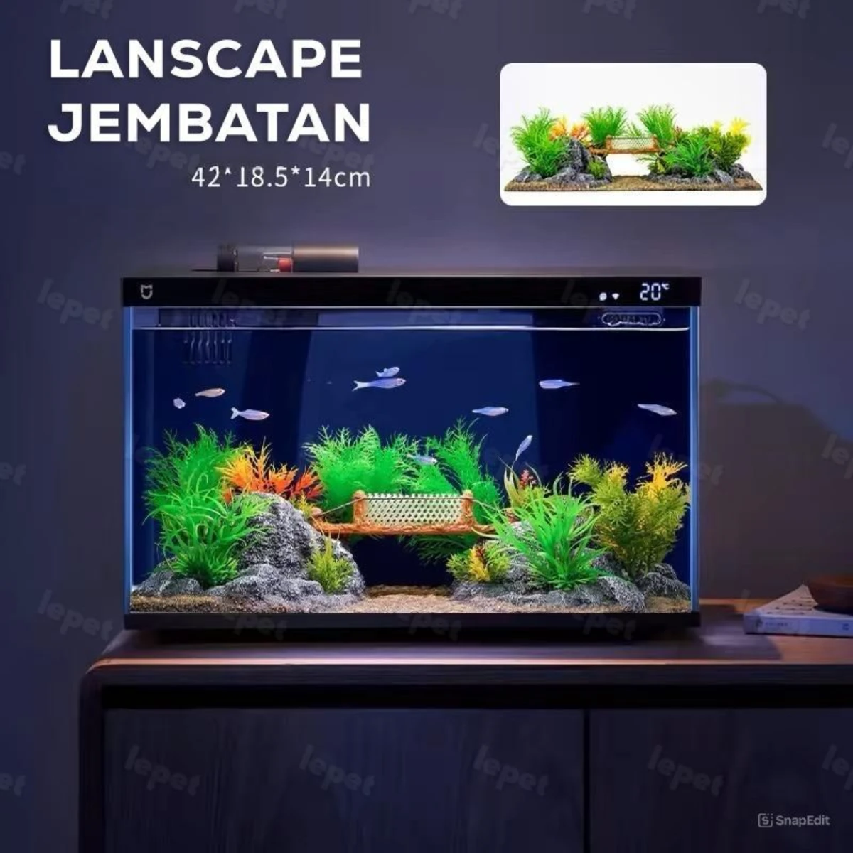 LEPET Paket lengkap lansekap tangki ikan simulasi pemandangan PJ39/PJ40 tangki ikan ekologis produk jadi Ornamen dekoratif lansekap foto 4
