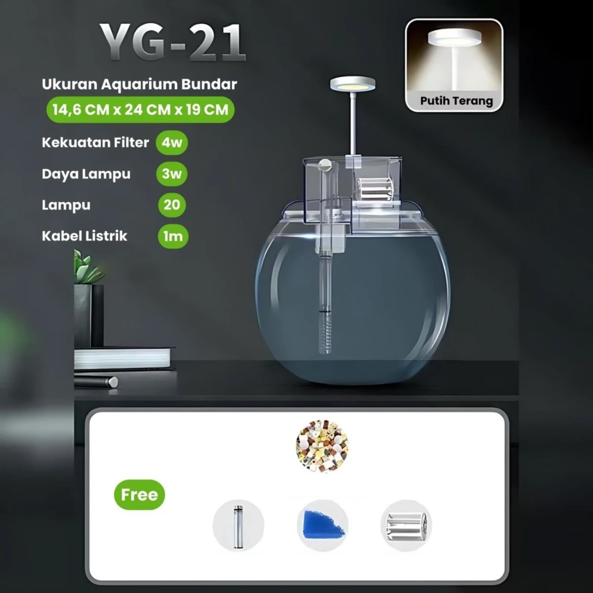 LEPET 1 PAKET AQUARIUM BULAT PLASTIK YG36/YG40 Akuarium Ikan Cupang Hias / Kura-Kura Wadah Tanaman Hias Hidroponik / Fish Bowl foto 3