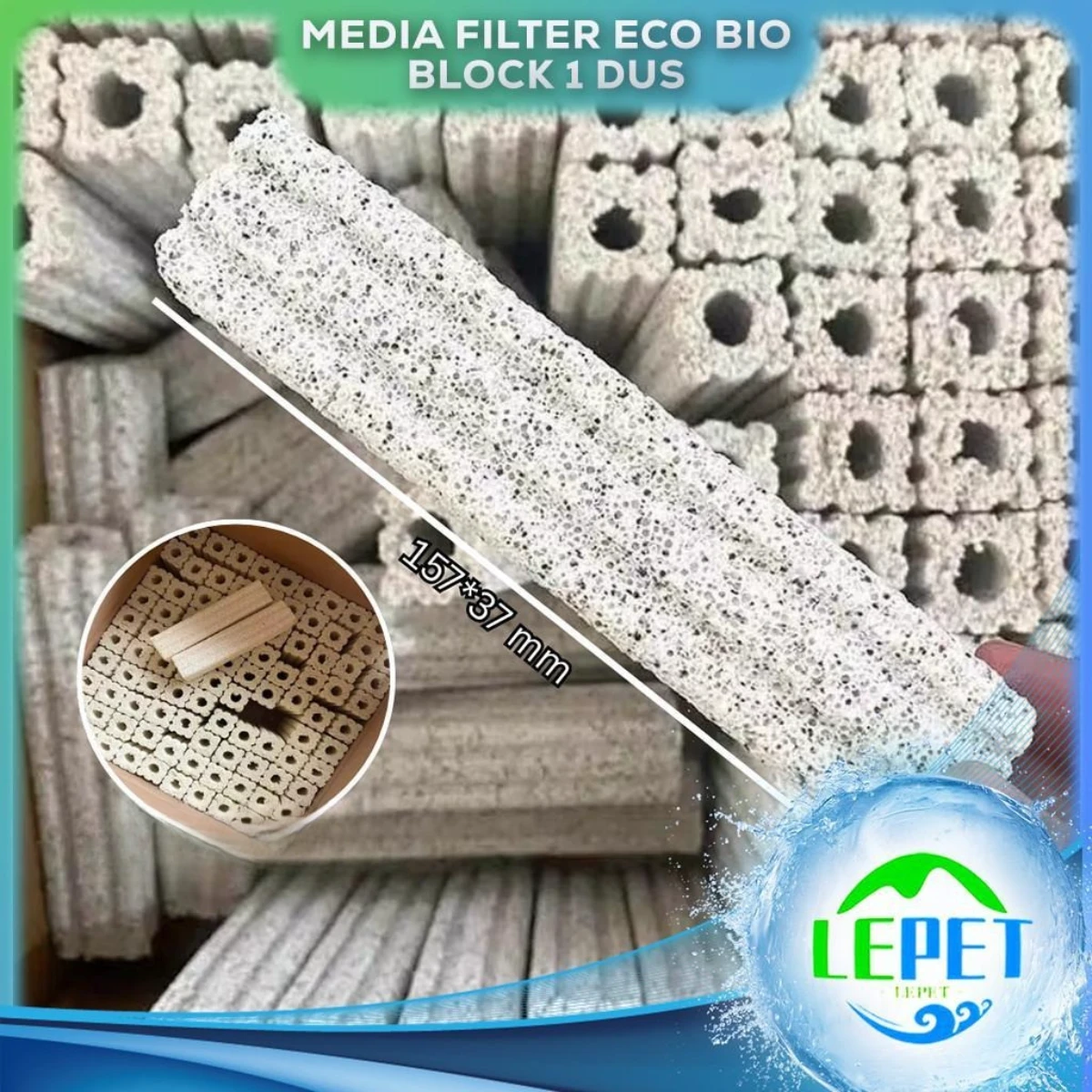 LEPET 1DUS(100 PCS)MEDIA FILTER 157mm x 37mm LC02L RUMAH BAKTERI MOMOGI AQUARIUM