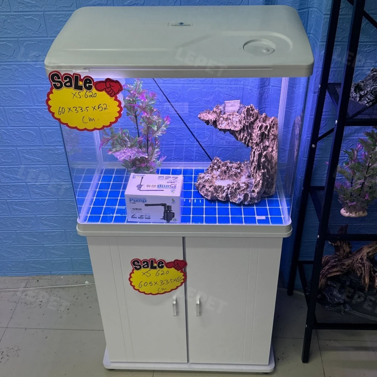 LEPET AQUARIUM PAKET MURAH DAN LENGKAP DENGAN MEJA UKURAN P620 / AQUARIUM SET CABINET foto 6