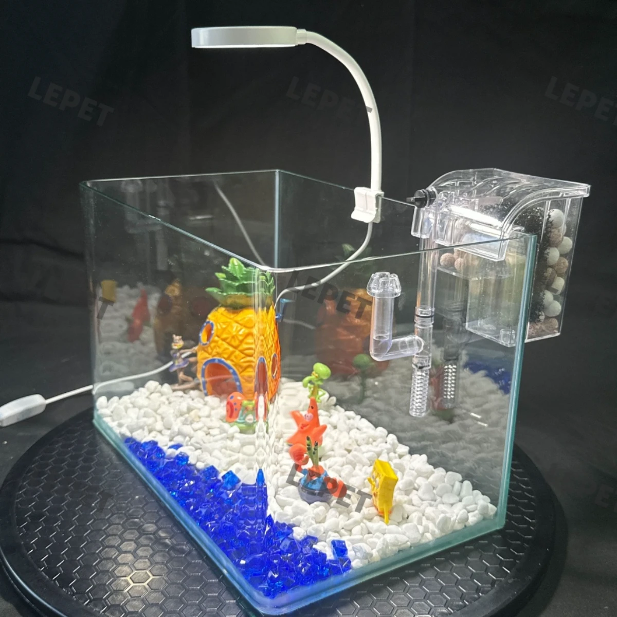 LEPET AQUARIUM SET SPONGEBOB 30CM / AQUARIUM MELENGKUNG / AQUASCAPE / AQUARIUM BENDING foto 2