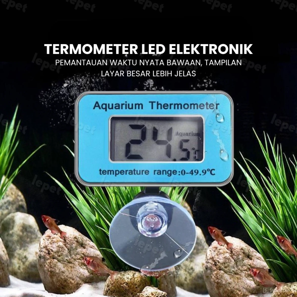 LEPET Aquarium Thermometer Digital Submersible PJ34 / Aquascape Suhu / Termometer Akuarium foto 2
