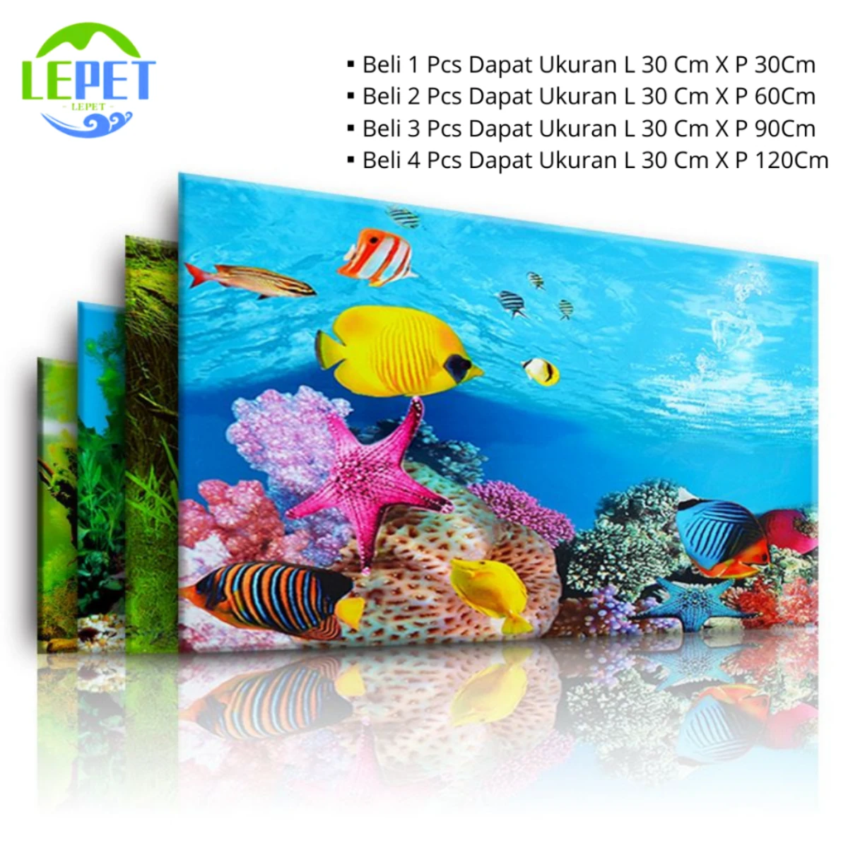 LEPET STICKER BACKGROUND AQUARIUM 2 SISI/ 30CM/40CM/50CM/60CM TIMBAL BALIK /AQUASCAPE / STIKER AKUARIUM / SCOUTLITE foto 2