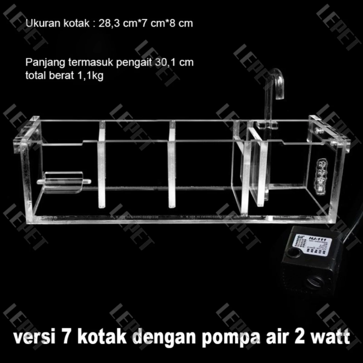 LEPET Kotak Filter Akrilik 3 in 1 Untuk Akuarium Ikan foto 2