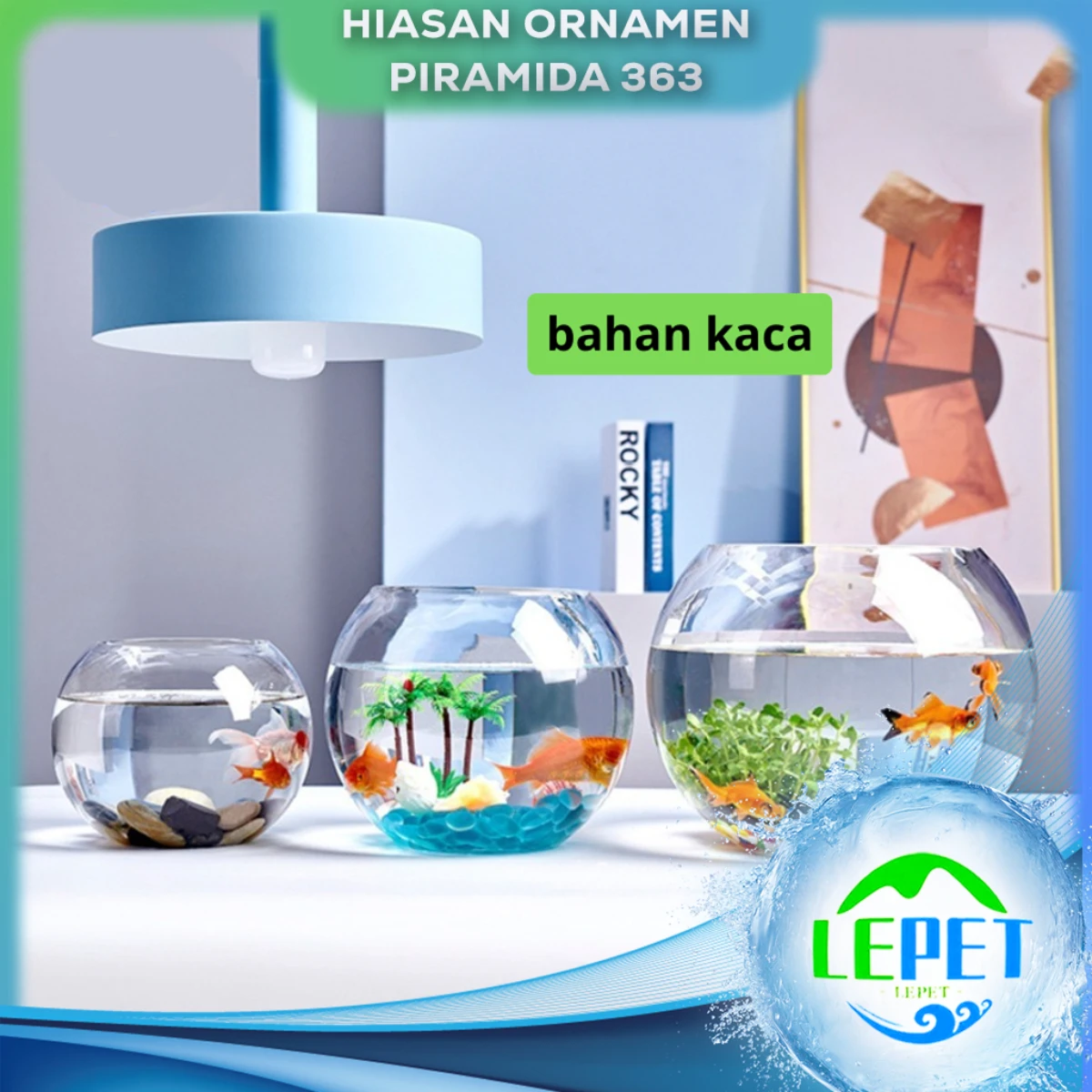 LEPET AQUARIUM MINI KECIL A26-2 / A26-3 AKUARIUM IKAN CUPANG HIAS / KURA-KURA