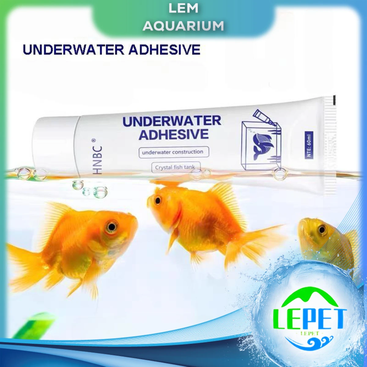 LEPET Lem kaca akuarium 60ml, lem kebocoran akuarium, lem khusus perbaikan kebocoran kolam, lem perbaikan,