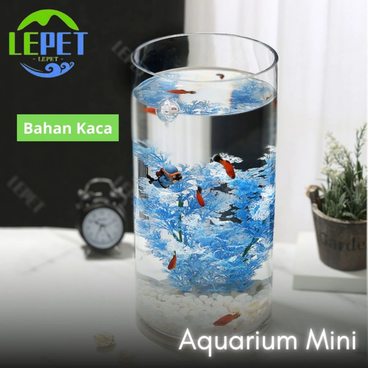 LEPET AQUARIUM MINI KECIL A25-1+YL-5 / A25-2+YL-5 AKUARIUM IKAN CUPANG HIAS foto 4